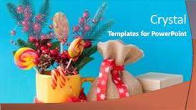  Presentation with candy canes - Amazing theme having christmas-or-new-year-card backdrop and a teal colored foreground