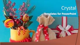  Presentation with candy canes - Theme with christmas-or-new-year-card background and a teal colored foreground