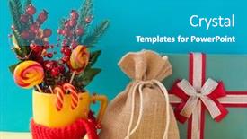  Presentation with candy canes - Slides having christmas-or-new-year-card background and a teal colored foreground