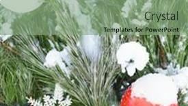  Presentation with snow tree - Beautiful PPT theme featuring christmas-or-new-year-decorations backdrop and a seafoam green colored foreground