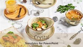  Presentation with christmas dinner - Audience pleasing PPT theme consisting of christmas-or-new-year-dinner backdrop and a coral colored foreground