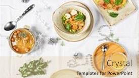  Presentation with christmas dinner - Amazing PPT theme having christmas-or-new-year-dinner backdrop and a lemonade colored foreground