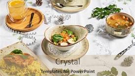  Presentation with christmas dinner - Colorful PPT layouts enhanced with christmas-or-new-year-dinner backdrop and a coral colored foreground