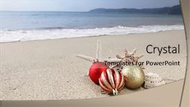  Presentation with christmas borders ornament border - Theme with christmas ornament at beach concept background and a  colored foreground