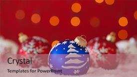  Presentation with ornament - Theme consisting of christmas ornament background very shallow depth background and a coral colored foreground