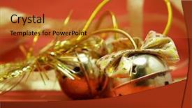  Presentation with golden christmas - Audience pleasing theme consisting of christmas-ornament-golden-jingle-bells backdrop and a red colored foreground