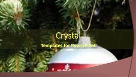  Presentation with ornament - PPT layouts consisting of christmas ornament hanging on snow covered fir tree outside closeup background and a tawny brown colored foreground