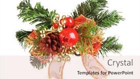  Presentation with ornament - Colorful presentation theme enhanced with christmas ornament isolated on white background backdrop and a lemonade colored foreground