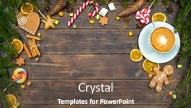  Presentation with ornament - PPT layouts having christmas-ornament-on-a-pine background and a tawny brown colored foreground