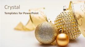  Presentation with new year card - Audience pleasing PPT theme consisting of christmas ornament with golden balls and decorative tape on a white background new year and christmas background with copy space for text greeting card backdrop and a sky blue colored foreground