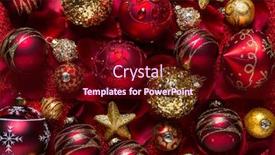  Presentation with golden christmas - Audience pleasing theme consisting of christmas-ornaments-and-baubles backdrop and a wine colored foreground