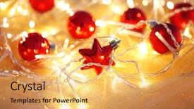  Presentation with feast - Beautiful slide deck featuring christmas ornaments and garland close backdrop and a  colored foreground