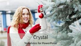  Presentation with christmas tree - Cool new PPT theme with christmas ornaments on spruce tree backdrop and a  colored foreground