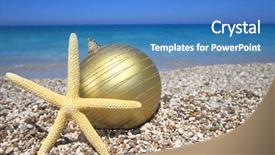  Presentation with tropical christmas - Colorful slide deck enhanced with christmas ornaments on the beach backdrop and a teal colored foreground