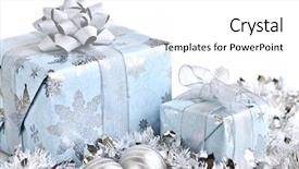  Presentation with silver christmas - Theme with christmas ornaments on white background background and a white colored foreground