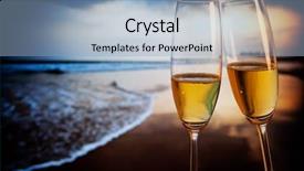  Presentation with tropical christmas - Colorful presentation design enhanced with christmas palm trees - champagne glasses on tropical beach backdrop and a light blue colored foreground