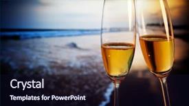  Presentation with two glasses of champagne - Amazing slides having christmas palm trees - champagne glasses on tropical beach backdrop and a wine colored foreground