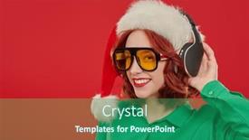  Presentation with radio station - Presentation theme with christmas-parties-dj-girl-radio background and a ocean colored foreground