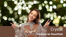  Presentation with ugly christmas sweater - PPT theme consisting of sweater with reindeer pattern showing background and a coral colored foreground