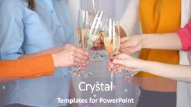  Presentation with champagne - Presentation featuring christmas party invitation - woman hands with glasses background and a  colored foreground