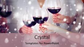  Presentation with wine - Slide deck enhanced with christmas party invitation - woman hands with glasses background and a coral colored foreground