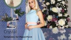  Presentation with christmas party - Theme enhanced with christmas party winter holidays blonde woman new year girl christmas tree in interior background background and a ocean colored foreground