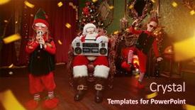  Presentation with christmas party - Colorful slide set enhanced with christmas-party-with-santa-claus backdrop and a tawny brown colored foreground