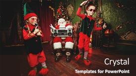  Presentation with christmas party - Cool new PPT theme with christmas-party-with-santa-claus backdrop and a tawny brown colored foreground