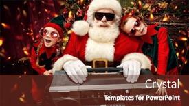  Presentation with christmas party - Cool new slide set with christmas-party-with-santa-claus backdrop and a tawny brown colored foreground