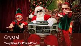  Presentation with christmas party - Presentation theme with christmas-party-with-santa-claus background and a tawny brown colored foreground