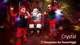  Presentation with christmas party - PPT layouts enhanced with christmas-party-with-santa-claus background and a wine colored foreground
