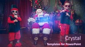  Presentation with christmas party - Slide deck with christmas-party-with-santa-claus background and a tawny brown colored foreground