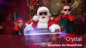  Presentation with christmas party - Cool new presentation with christmas-party-with-santa-claus backdrop and a tawny brown colored foreground