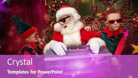  Presentation with christmas party - PPT theme consisting of christmas-party-with-santa-claus background and a purple colored foreground