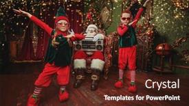  Presentation with christmas party - Audience pleasing presentation design consisting of christmas-party-with-santa-claus backdrop and a tawny brown colored foreground