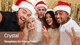  Presentation with new year - Presentation theme consisting of christmas peace - portrait of a smiling young background and a coral colored foreground