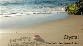  Presentation with tide - Colorful PPT theme enhanced with christmas peace - words happy holidays written backdrop and a coral colored foreground