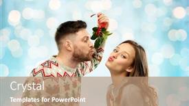  Presentation with blue lights - Presentation featuring happy couple in ugly sweater background and a coral colored foreground