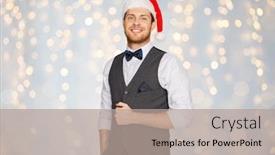  Presentation with vintage christmas - Colorful slide deck enhanced with happy man in santa hat backdrop and a coral colored foreground