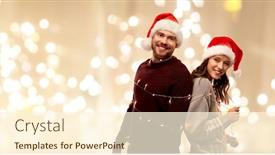  Presentation with string lights - PPT layouts with garland string over festive lights background and a cream colored foreground