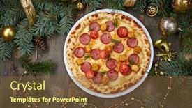  Presentation with wood board - Presentation design enhanced with christmas pizza on the wood board background and a tawny brown colored foreground