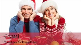  Presentation with white christmas - Slide deck having christmas present isolated over white background and a  colored foreground