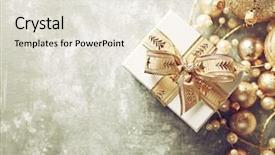  Presentation with top view - Theme having christmas present with gold ribbon background and a sky blue colored foreground