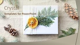  Presentation with linen - Presentation theme with natural decorations on linen background and a lemonade colored foreground