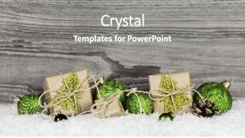  Presentation with christmas balls disco ball - Presentation theme featuring christmas presents and green balls background and a gray colored foreground