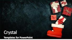  Presentation with christmas stocking - PPT layouts with of santa's stocking background and a black colored foreground