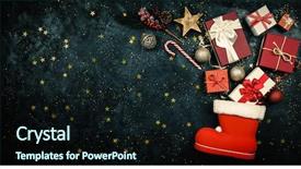  Presentation with christmas presents - Slide deck featuring christmas presents flowing background and a wine colored foreground