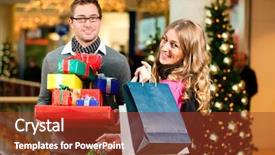  Presentation with man joined woman - PPT layouts featuring christmas presents gifts and shopping background and a tawny brown colored foreground