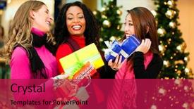  Presentation with black white tree - Audience pleasing PPT layouts consisting of christmas presents in a shopping backdrop and a crimson colored foreground