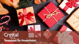  Presentation with dark - Cool new presentation theme with christmas presents on dark background backdrop and a tawny brown colored foreground